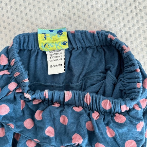Kickee Pants Baby Girls Bamboo Blue and Pink Polka Dot Ruffle Skirt size 18-24m - Picture 4 of 4
